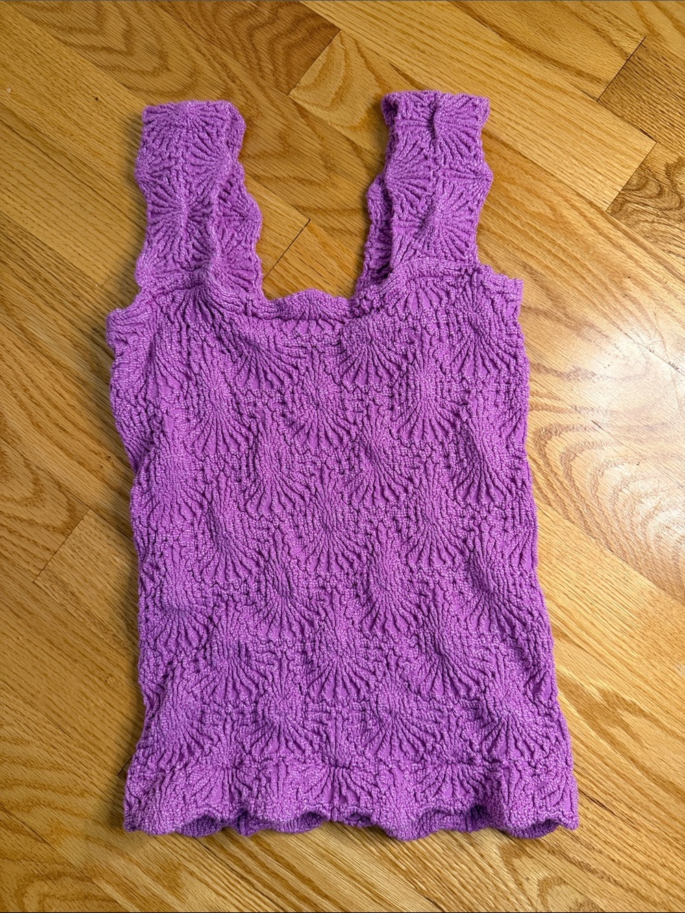 Textured Purple Sleeveless Tank Top